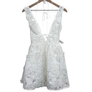 For Love & Lemons White Floral Lace Mini Dress Strappy Size Small New